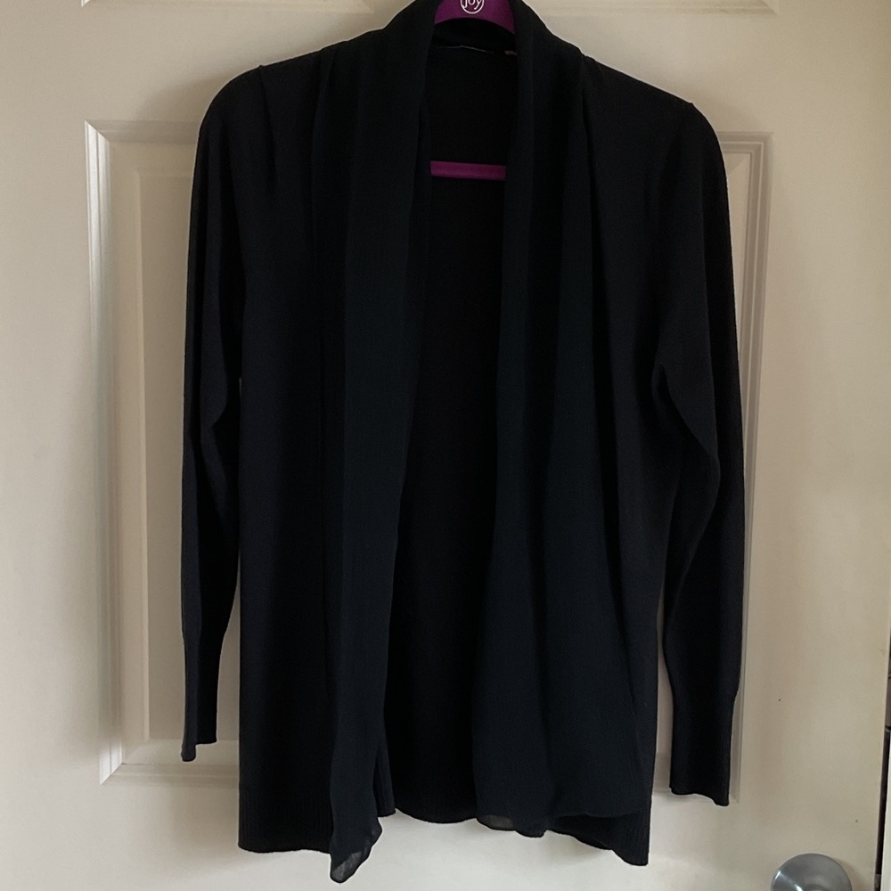 Elie Tahari Black Women's Silk & Cashmere Open Front Cardigan